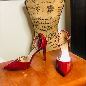 CHRISTIAN SIRIANO ankle strap heels in RED SIZE 9